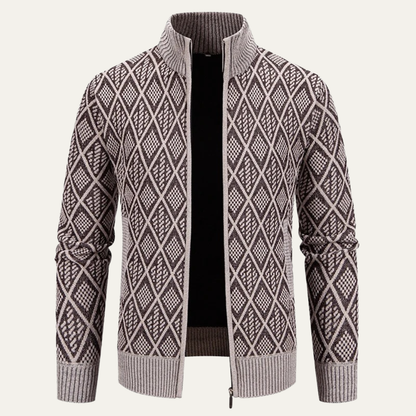 Men's Diamond Pattern Knit Jacket - VibreMode