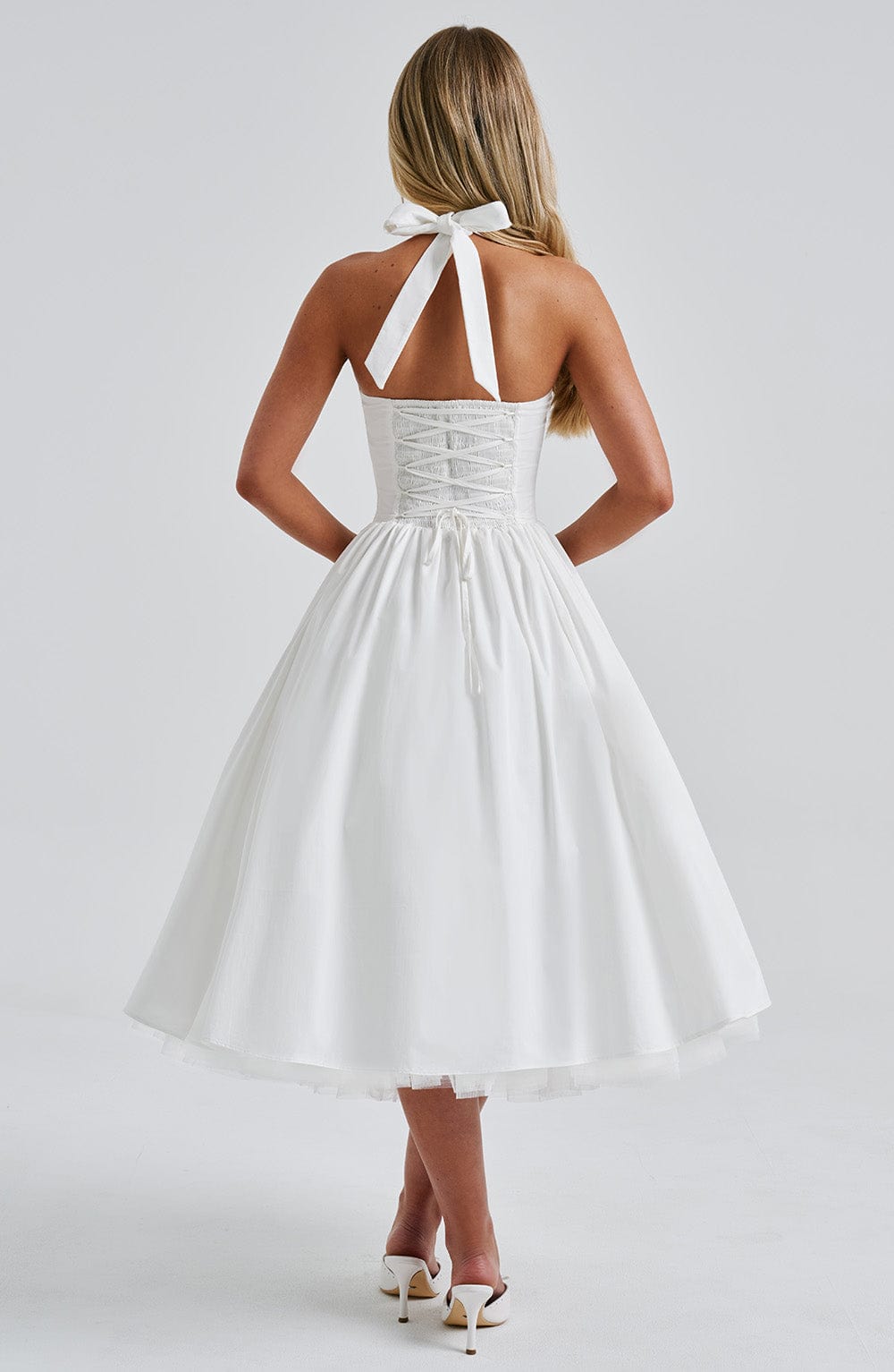 Women's Midi Dress Halter Neck Tulle Skirt