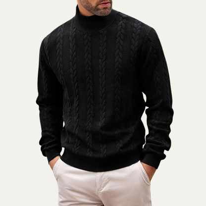 Men's Cable Knit Turtleneck Sweater Warm Ribbed