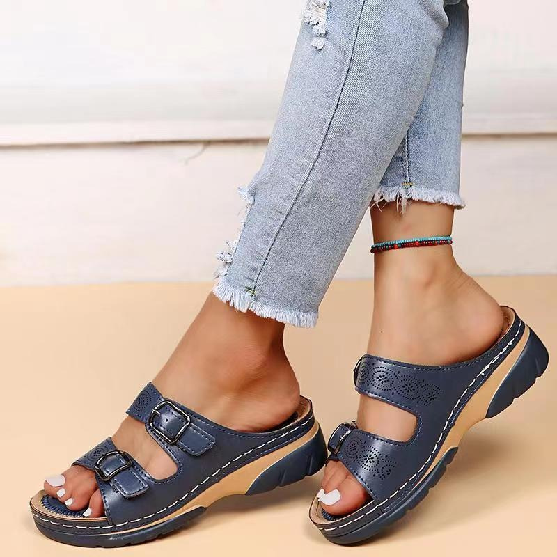 Contoured Supportive Womens Double Strap Comfort Sandals