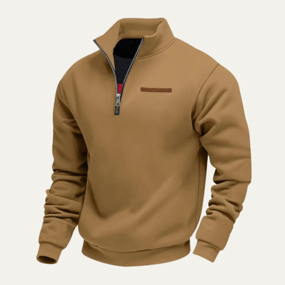 Men's Half Zip Sweater Warm Stand Collar Silver
