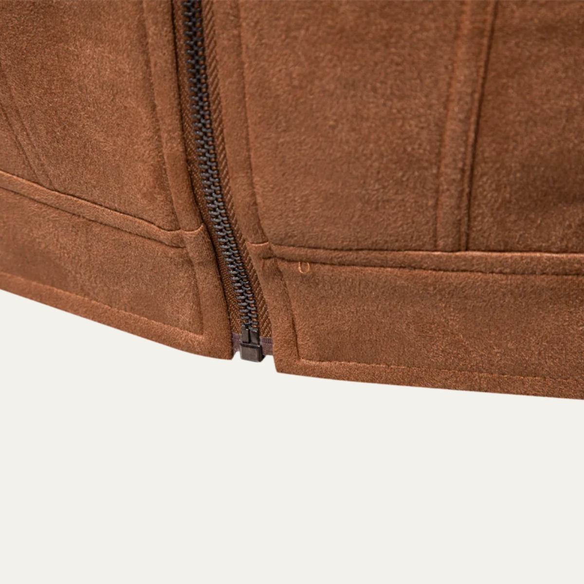 Men's Suede Leather Trucker Jacket Zip Up