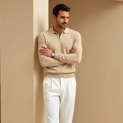 Men's Quarter Zip Polo Sweater Knit