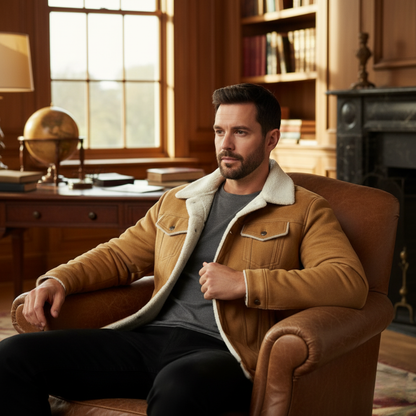 Men's Vintage Shearling Leather Jacket