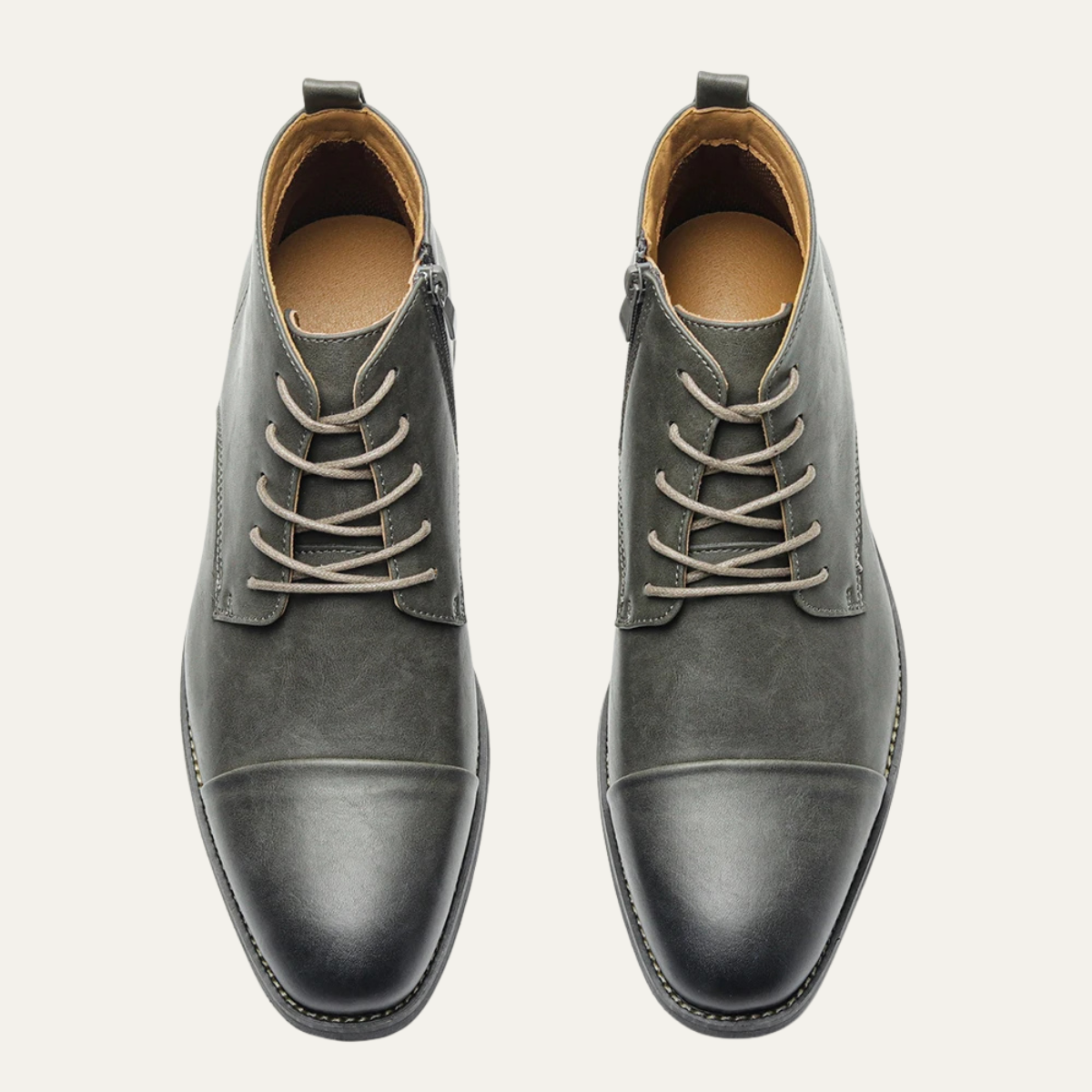 Men's Leather Ankle Boots Side Zip Classic Black