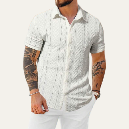 Men's Textured Button Up Shirt Casual
