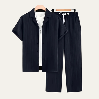 Men's Linen Two Piece Set Lightweight Shirt Pants
