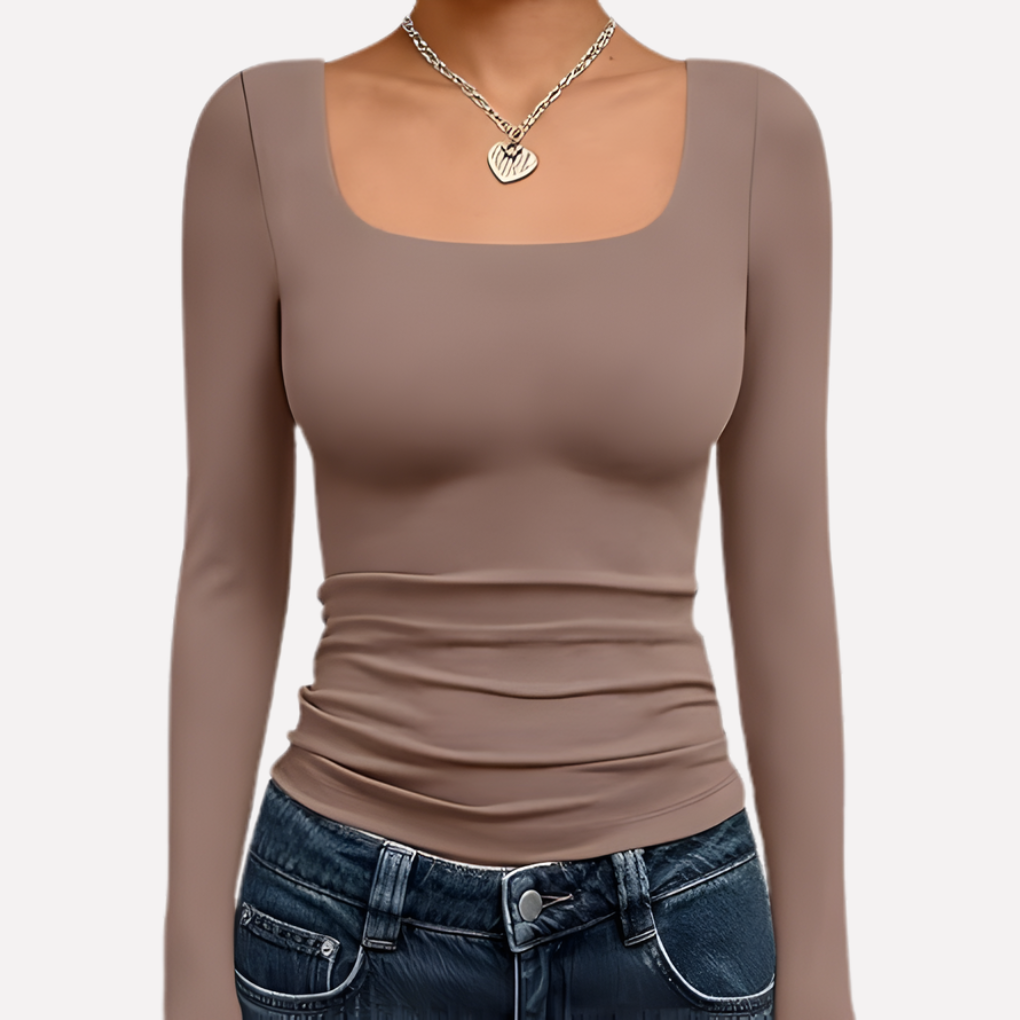 Women's Long Sleeve Crop Square Neck