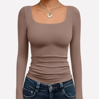 Women's Long Sleeve Crop Square Neck