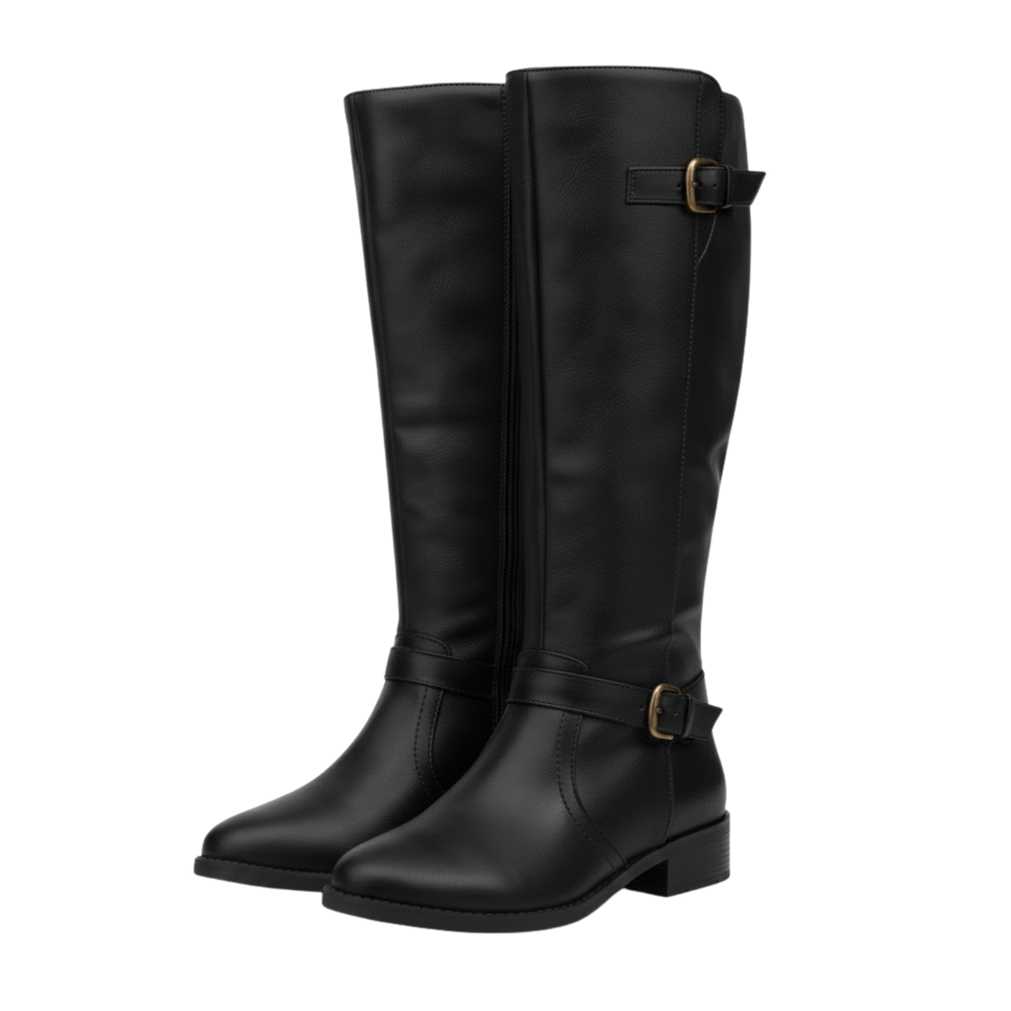 Warm Women's High Top Boot with Zipper and Buckle
