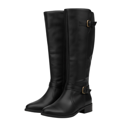 Warm Women's High Top Boot with Zipper and Buckle