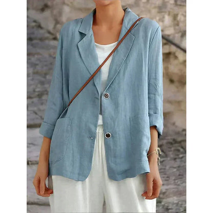 Women's Lightweight Blazer Rolled Sleeves - VibreMode