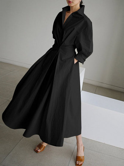 Women's Collared Button Front Maxi Dress