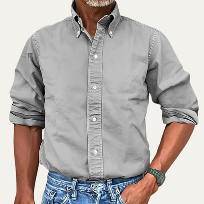 Men's Button Down Business Shirt Solid Color