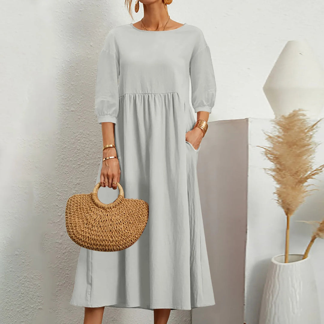 Women's Patchwork Midi Dress Casual Comfortable