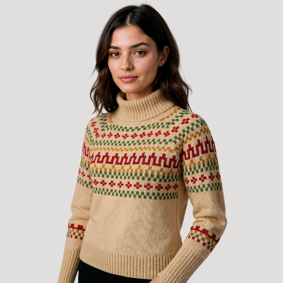Fashionable Floral Crew Neck Women's Sweater