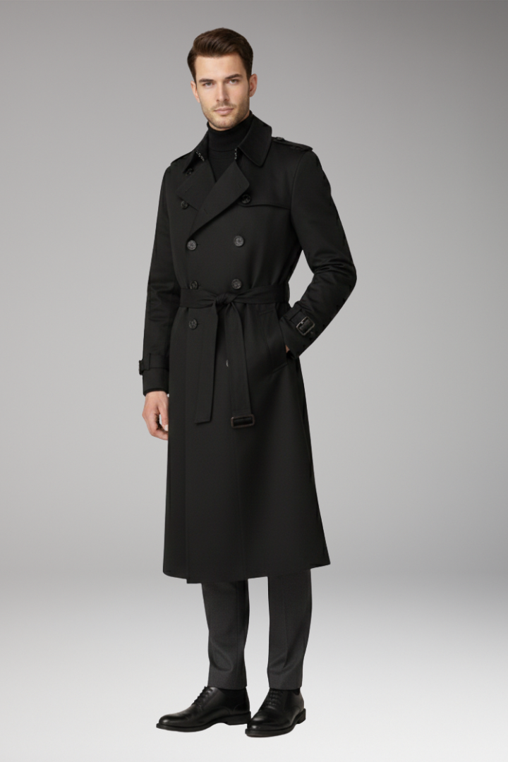 Men's Trench Coat Belted Wide Lapels