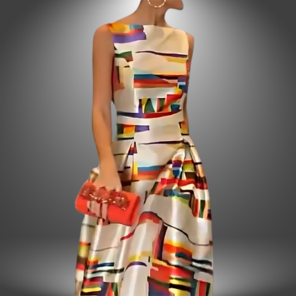 Women's Geometric Maxi Dress Print Design