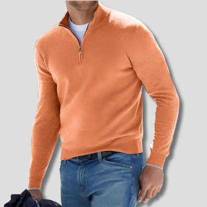 Men's Cotton Zipper Collar Pullover Sweater