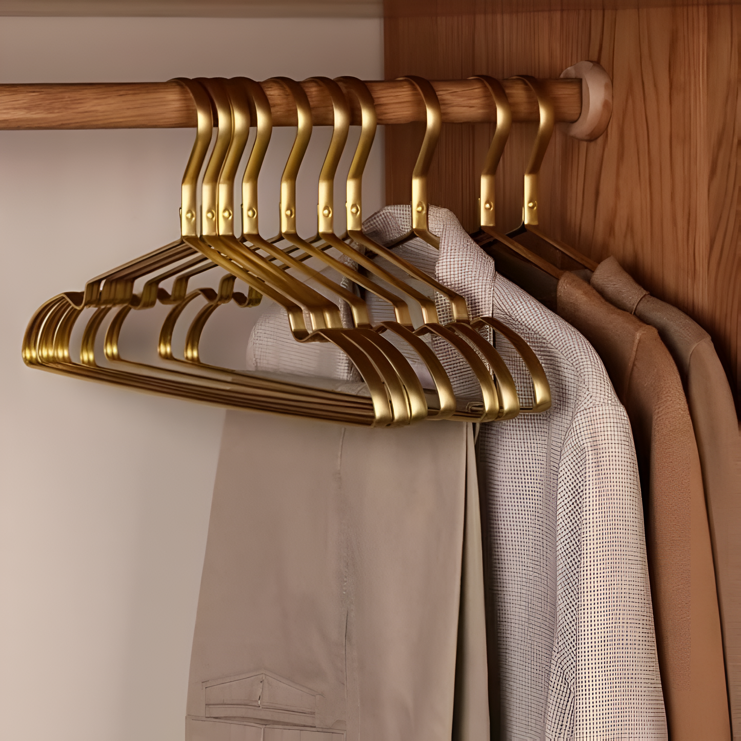 Elegant Wooden Clothes Hangers Anti-Slip Velvet