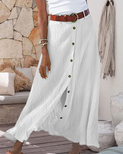 Women's Long Monochrome Skirt All-Day Comfort - VibreMode