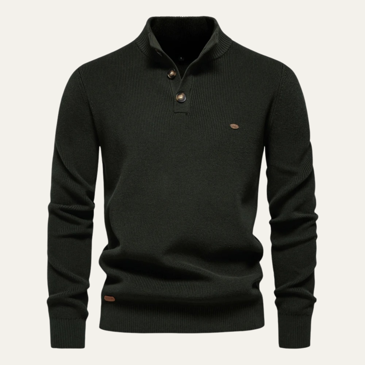 Vulcano Men's Turtleneck Sweater Mock Neck Button Up