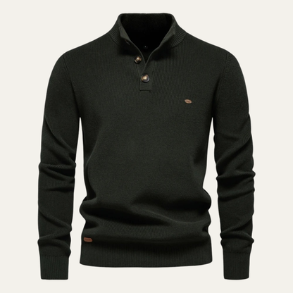Vulcano Men's Turtleneck Sweater Mock Neck Button Up