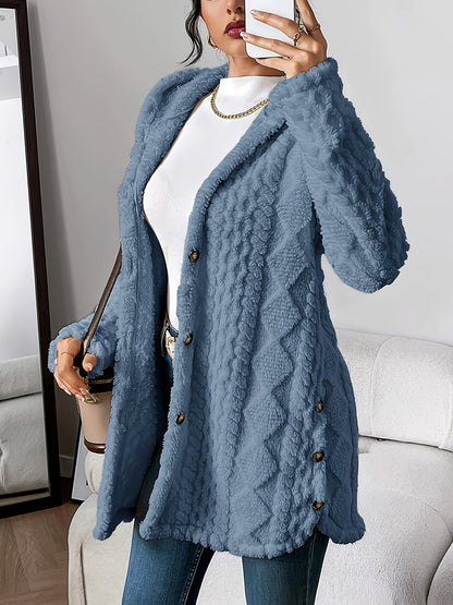 Women's Hooded Cardigan Button Front Closure