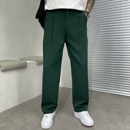 Men's Straight Leg Pleated Trousers