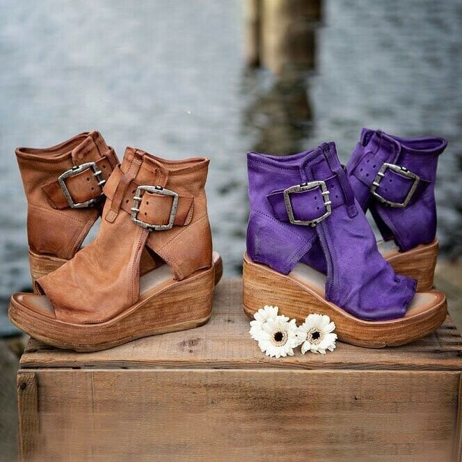 Ankle Strap Wedge Sandals in Chic Bohemian Style