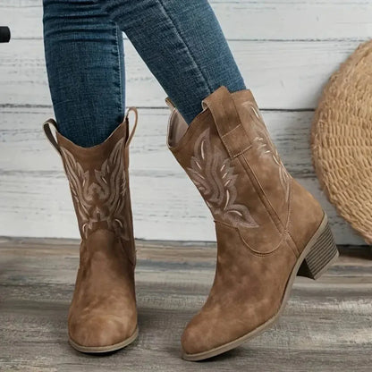 Vegan Leather Western Cowboy Boots - VibreMode