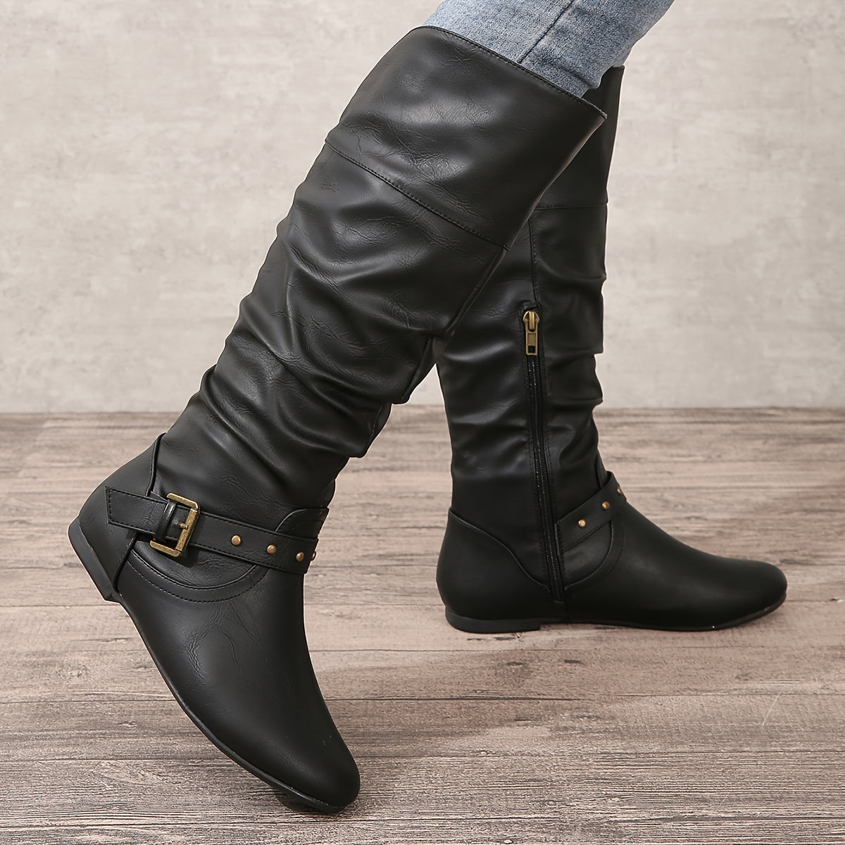 Ladies Tall Boots with Side Zip Detail - VibreMode