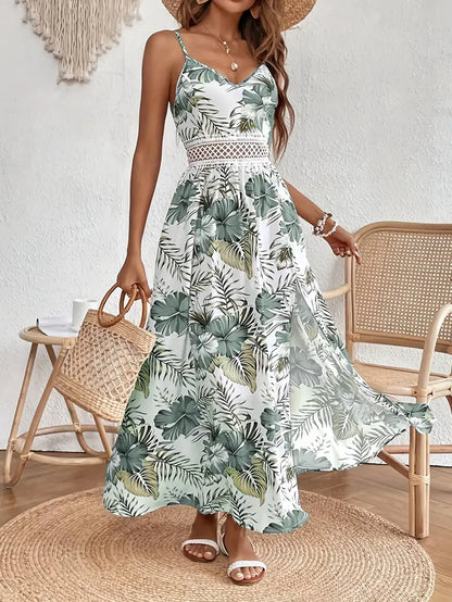 Beautiful Floral Midi Dress for Women Summer Guest - VibreMode