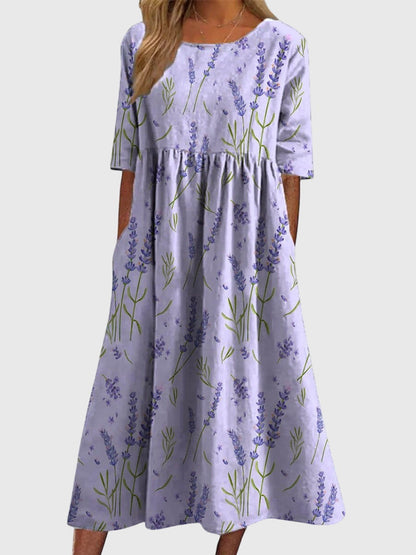 Classic Floral Midi Dress for Women