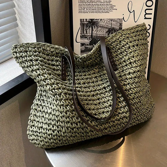 Alessia Women's Straw Beach Tote Bag Natural - VibreMode