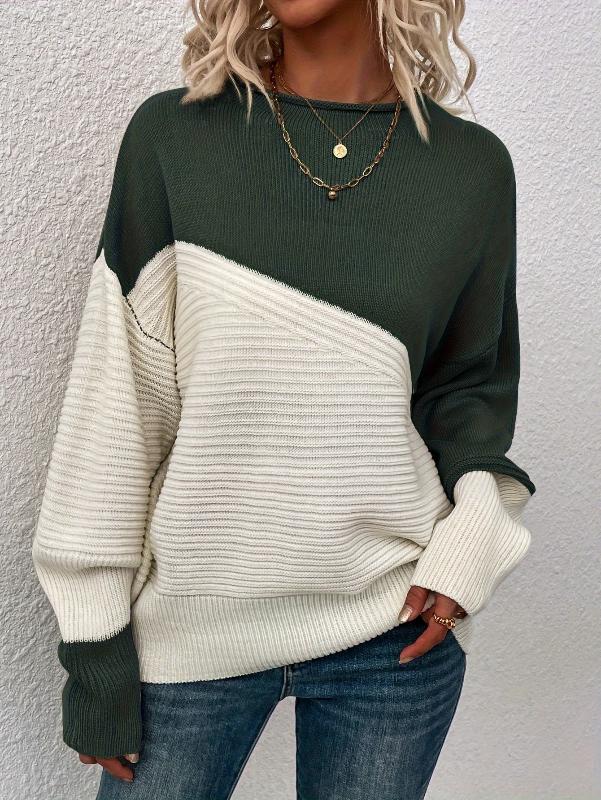 Comfortable Multicolor Knit Crew Neck Sweater