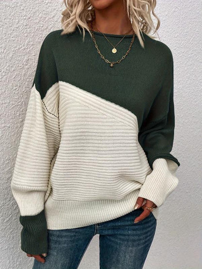 Comfortable Multicolor Knit Crew Neck Sweater