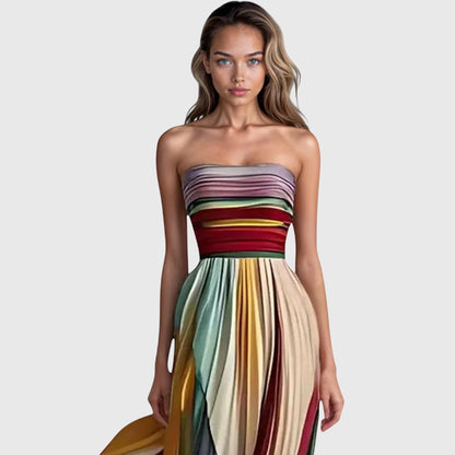 Colorful Strapless Women's Maxi Dress Shorts