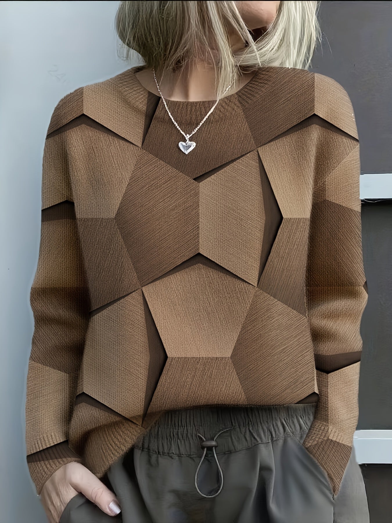 Women's Geometric Sweater Long Sleeve