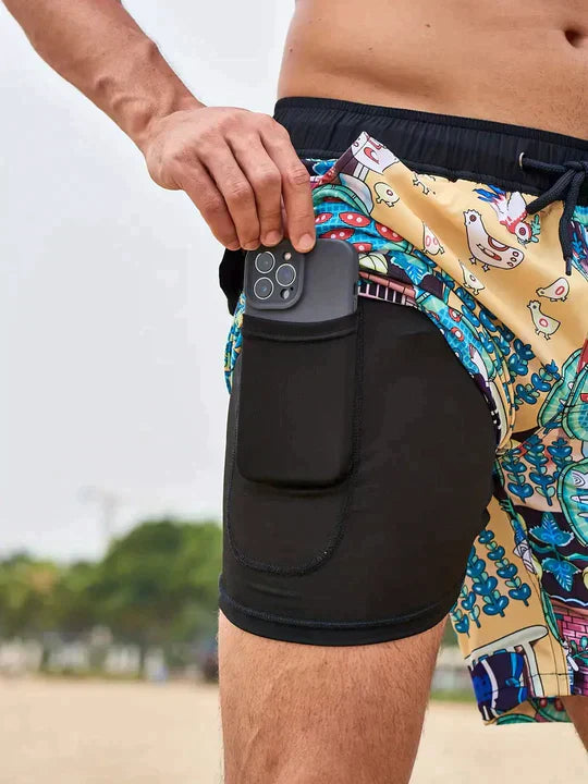 Men's Swim Shorts Lined Phone Pocket