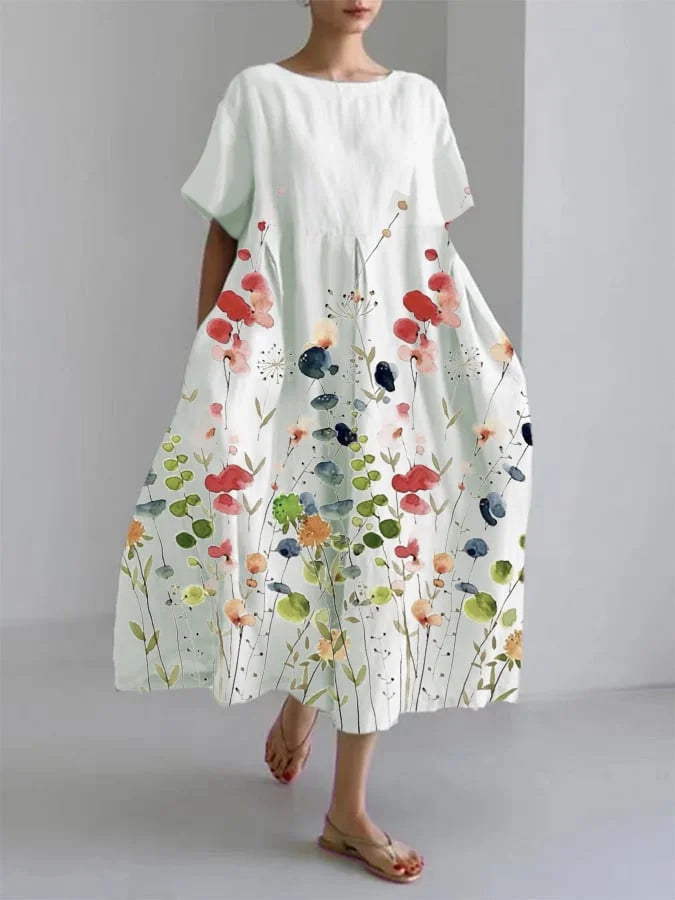 Comfortable Floral Maxi Dress for Summer - VibreMode