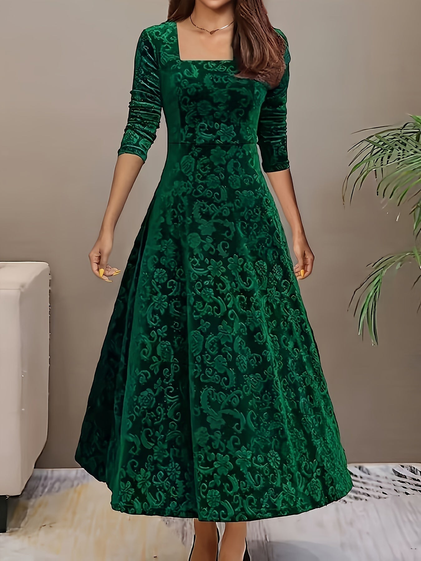 Warm Women's Long Sleeve Winter Maxi Dress