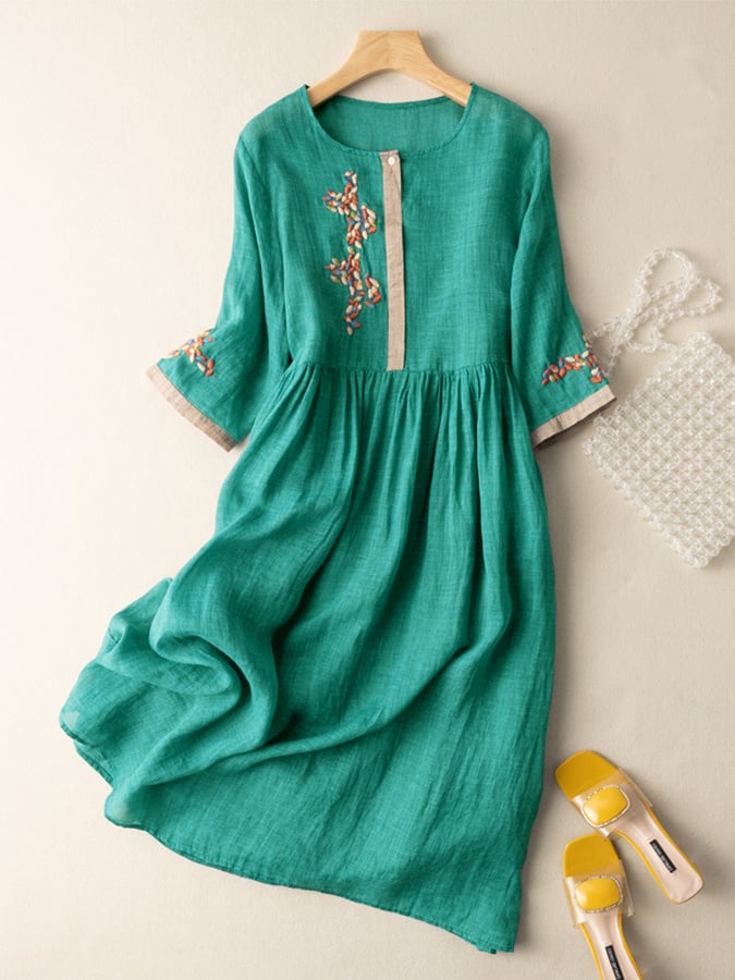 Boho Chic Embroidered Midi Summer Dress for Women