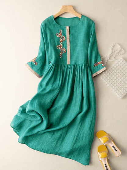 Boho Chic Embroidered Midi Summer Dress for Women