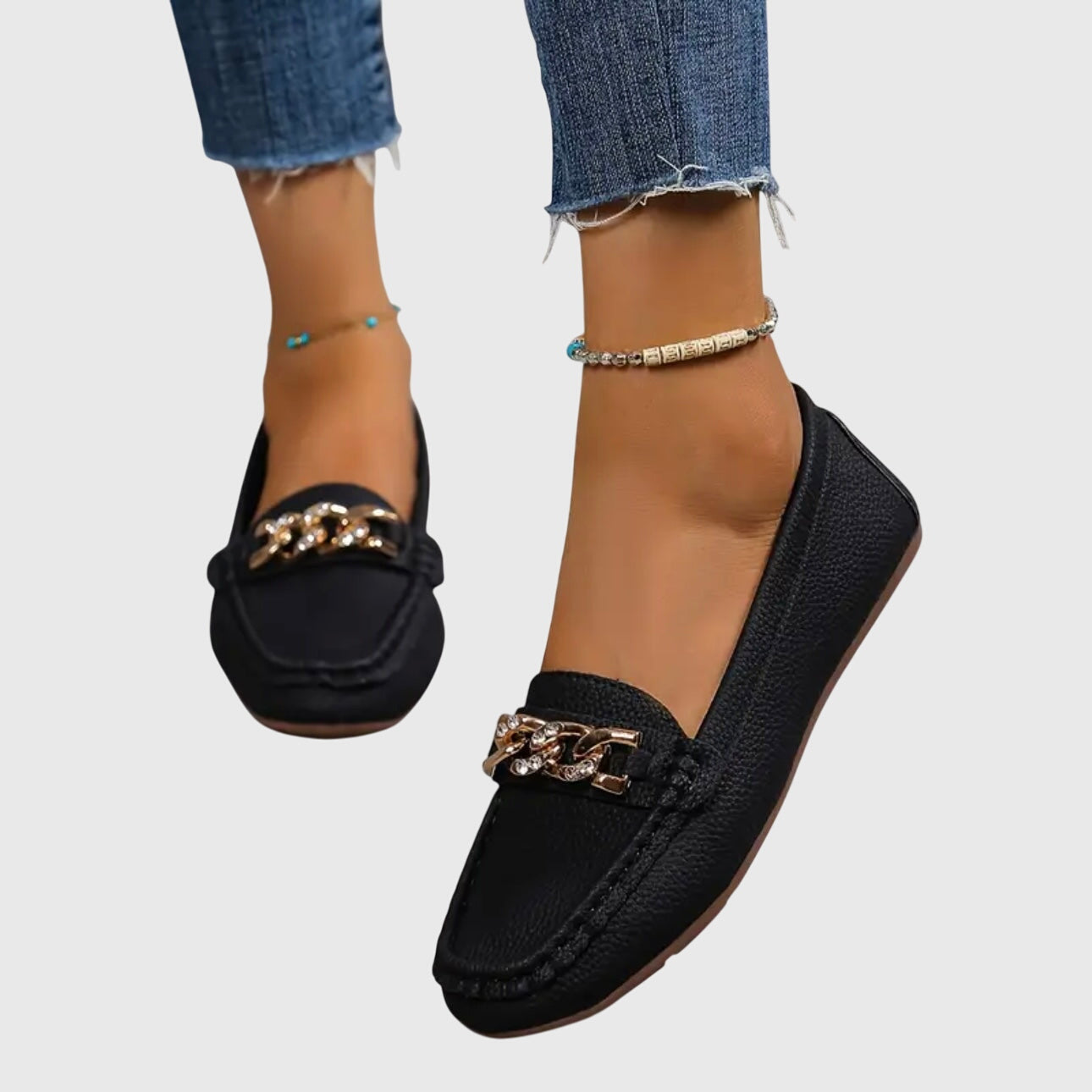 Comfortable Women's Slip On Loafers with Metallic Accent
