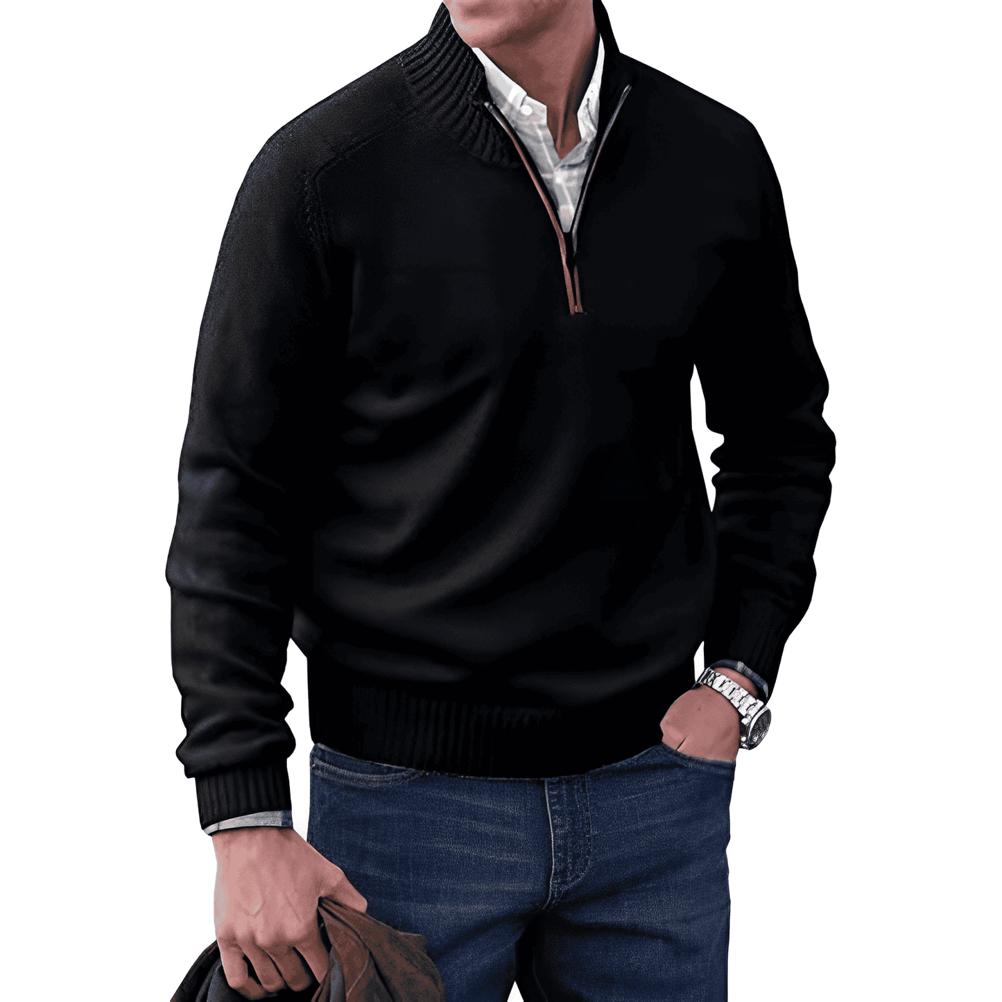 Elegant Cashmere Sweater Autumn Zipper