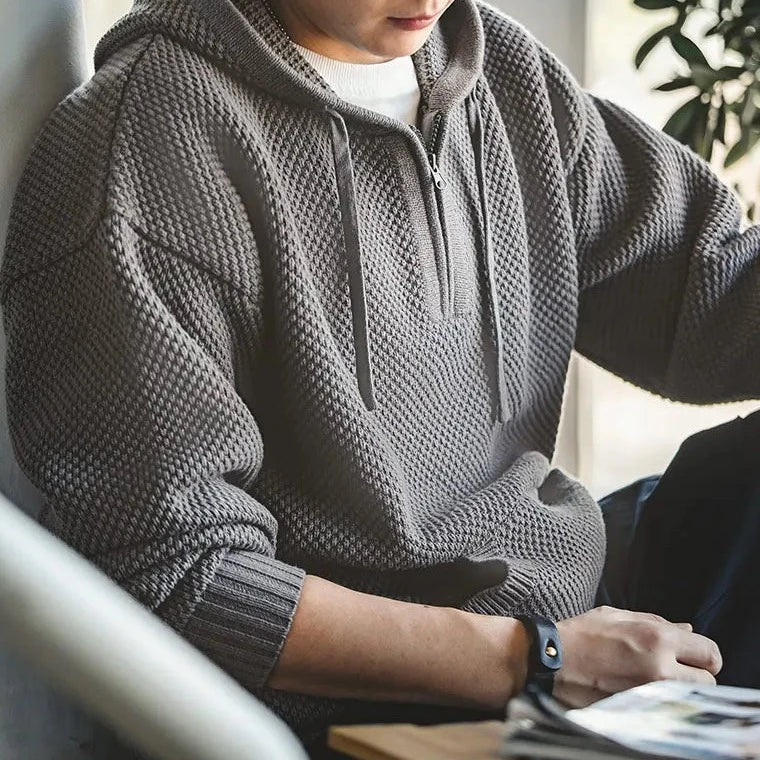 Textured Knit Hoodie - VibreMode