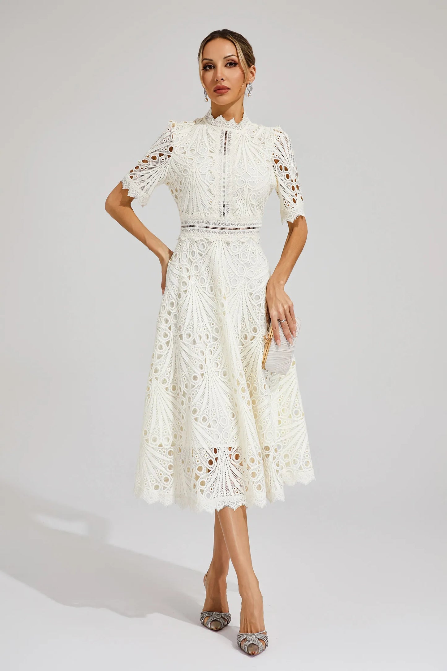 Elegant Lace Mid Length Women's Dress