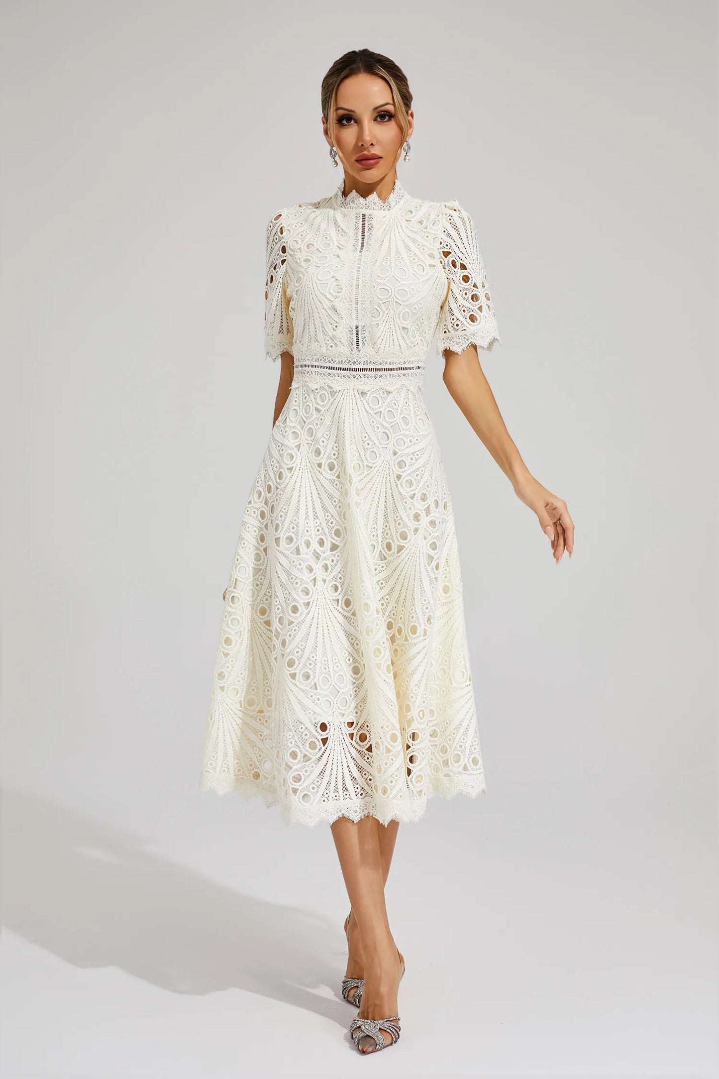 Women's Lace Midi Dress Elegant
