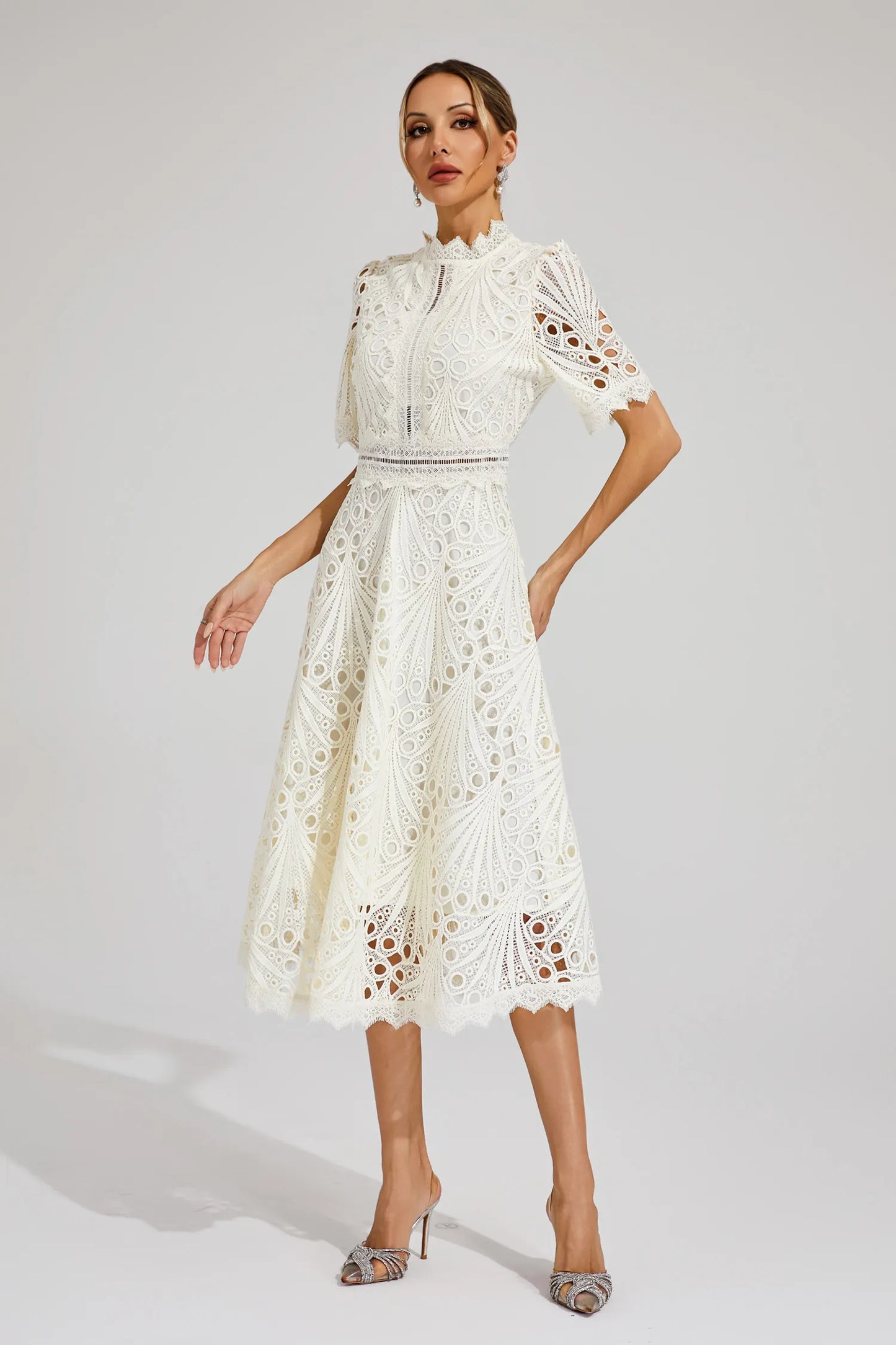 Women's Lace Midi Dress Elegant
